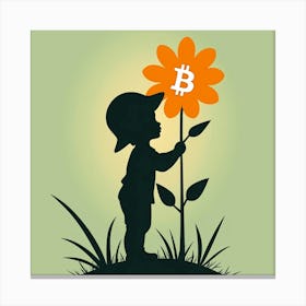 Child Looking At A Flower Canvas Print