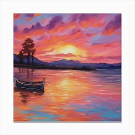 Sunset On The Lake Canvas Print