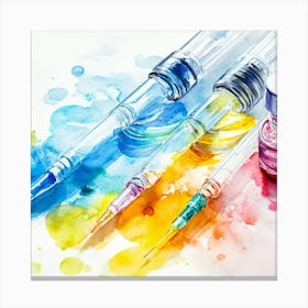 Watercolor Paint Syringes Canvas Print