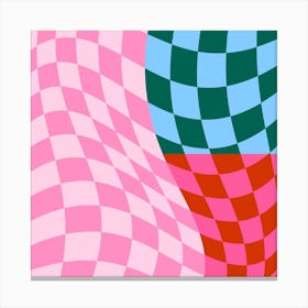 Warped Checker Trio Square Canvas Print