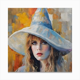 The White Witch - Stevie Beautiful Nicks in a Witchy Hat Free Spirits and Hippies Bohemian Lover Boho Gypsy Oil Painting Witches Everywhere Canvas Print