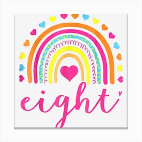 8 Years Old Rainbow 8th Birthday For Girls Boys Kids 1 Canvas Print