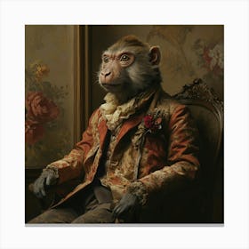 Monkey In A Suit Art Canvas Print