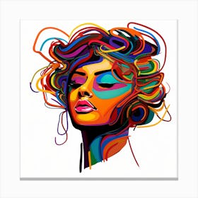 Colorful Woman'S Face Canvas Print