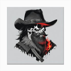 Dreamshaper V7 A Rugged Cowboy With A Skull For A Face Red Hi 1 Canvas Print