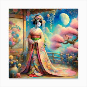 Japan Traditional Geisha Illustration By Ad 122 Canvas Print