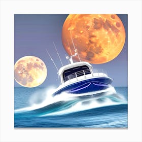 Moon And Boat Canvas Print