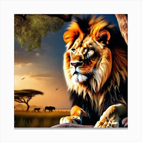 Lion In The Savannah 24 Canvas Print