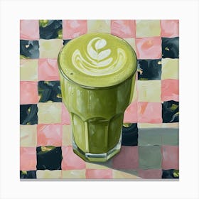 Matcha Latte Checkerboard Background 1 Canvas Print