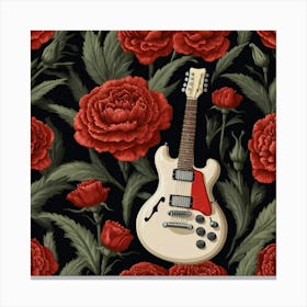 Eletric Guitar with red carnation 3 Canvas Print