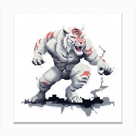 Pixel Art - White Tiger Fighter #1 Canvas Print