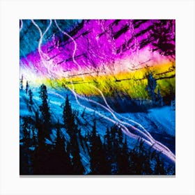 Night Skiing Colored Dead Grateful Lights Mountain Canvas Print