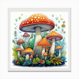 Mushrooms In The Forest 79 Canvas Print