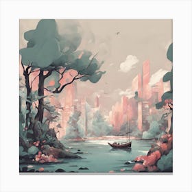 City By The Water Canvas Print