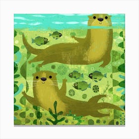 Otters Square Canvas Print