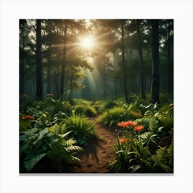 Forest At Sunrise Canvas Print