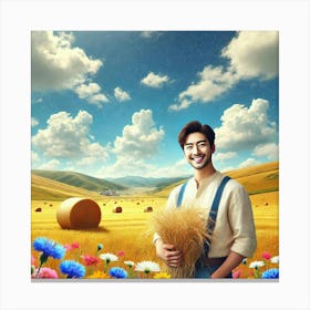 Man In A Field 1 Canvas Print