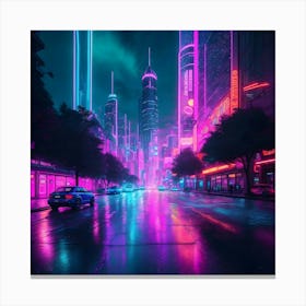The Neon Cityscape Canvas Print