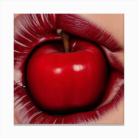 Red Apple In Mouth Canvas Print