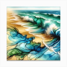 Alcohol Ink Sandy Beach with Surf Up 2 Canvas Print
