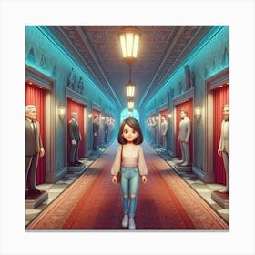 Girl In A Hallway Canvas Print