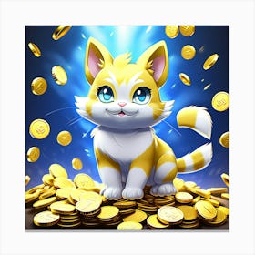 Meowth Pokmon Feline Cat Coins Treasure Mischief Paw Grinning Whiskers Purr Cunning Sne (2) Canvas Print