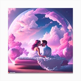 Couple Kissing In The Clouds 2 Canvas Print