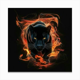 Panther In Flames 1 Canvas Print
