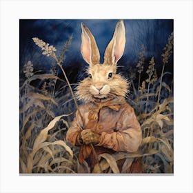 Magic Forest Moon Rabbit Art Print Canvas Print