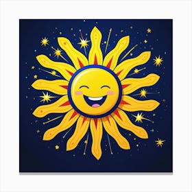 Lovely smiling sun on a blue gradient background 143 Canvas Print