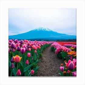 Tulip Field With Mount Fuji Canvas Print