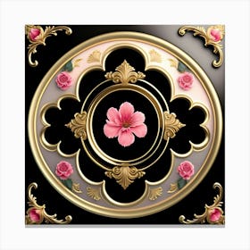 Pink Roses On Black Background Canvas Print