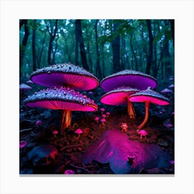 Purple Mushrooms In The Forest Canvas Print