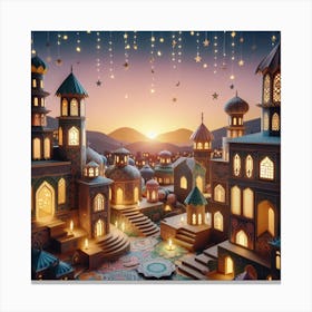 Islamic City At Night Canvas Print