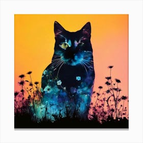 Cat With Flowers 4 Canvas Print