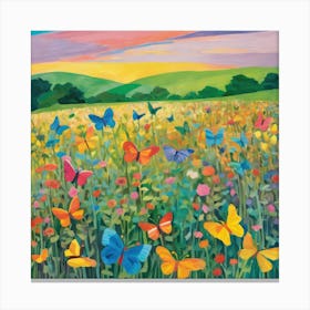 Butterflies in a Wildflower Meadow  Series.3 Canvas Print
