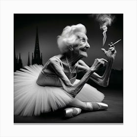 Old Lady Smoking A Cigarette Canvas Print