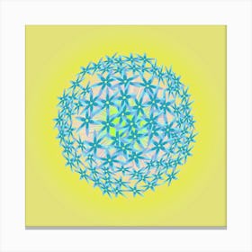 Blue Allium Flower On A Yellow Background Canvas Print