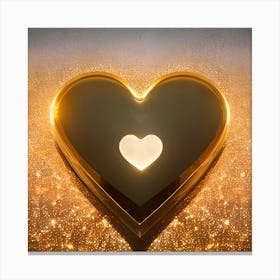 Gold Heart On A Gold Background Canvas Print