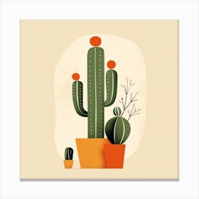 Rizwanakhan Simple Abstract Cactus Non Uniform Shapes Petrol 26 Canvas Print