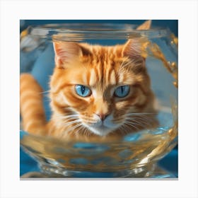 Fish Bowl Cat Photo Canvas Print