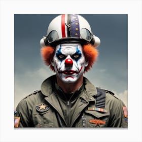 75 Military Airplane Pilot Like A Horror Clown Canvas Print