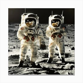 Two Astronauts On The Moon Canvas Print