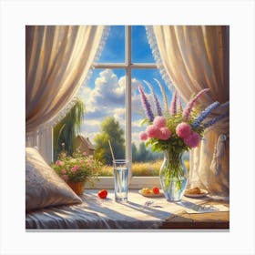 Window With Flowers Canvas Print