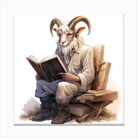 Goat Reading A Book 4 Canvas Print
