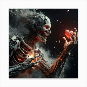 Skeleton Holding A Heart Canvas Print