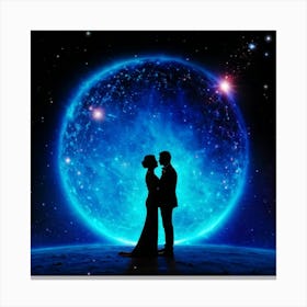 Couple In Love In Space Canvas Print