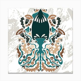 squid folk art Norwegian style Canvas Print