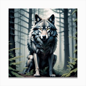Wolf In The Woods 45 Canvas Print