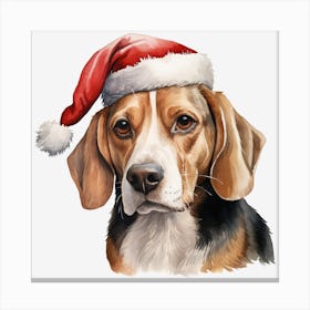 Beagle Santa Hat Canvas Print